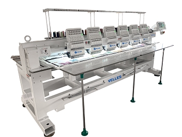 Промышленная шестиголовочная вышивальная машина VELLES VE1506 FAS-CAP-W c пяльцами и бордюрной рамой поле вышивки 500 х 450 мм