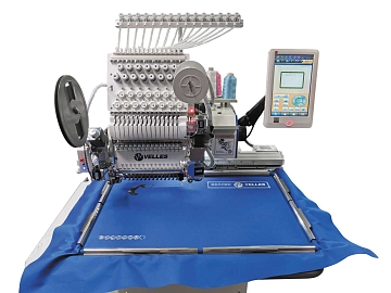 Промышленная одноголовочная вышивальная машина VELLES VE 22C-TS2L FREESTYLE с устройствами для настрочки пайеток и шнура поле вышивки 600 х 400 мм